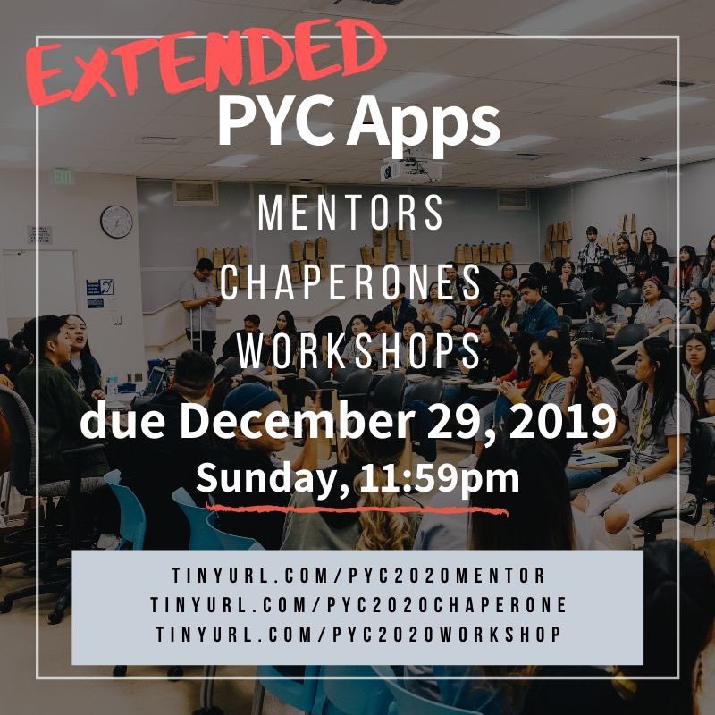 ucdbridge's tweet photo. Applications for Mentors, Chaperones and Workshops have been extended until this Sunday!!! Do NOT miss out on your chance to be a part of PYC2020 🔥 Feel free to DM us with any questions you might have. https://t.co/TFGBppeP5J