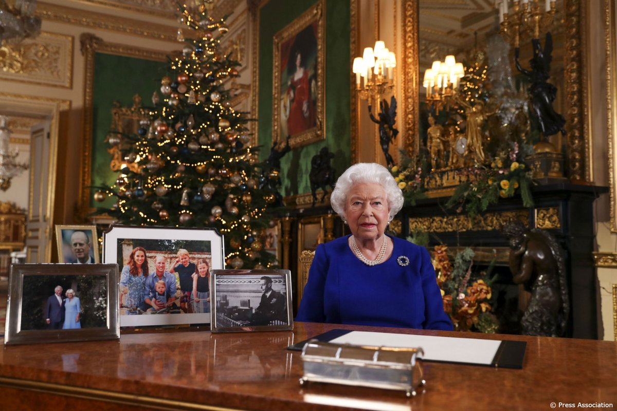 Merry Christmas! 
This year The Queen's Speech was filmed in the Green Drawing Room at Windsor Castle. It will be broadcast on Christmas Day at 3pm GMT. 
This year marked the 75th Anniversary of D-Day &amp; in the speech Her Majesty will reflect on the commemorations.
(1/3)