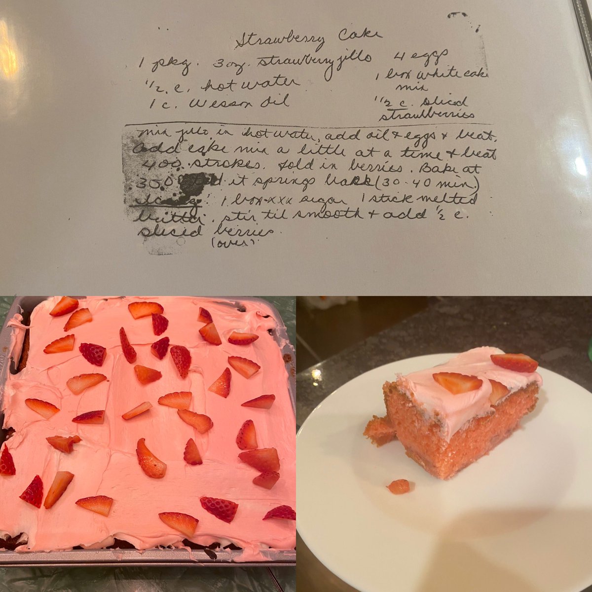travismcelroy's tweet photo. Used my mom’s recipe to bake Strawberry Cake! https://t.co/DbdUOwD95i