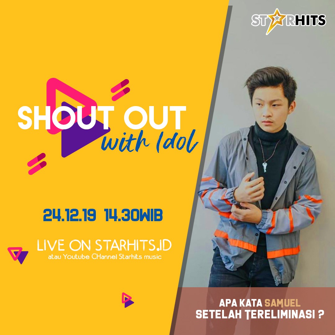 Starhitsid's tweet image. Sore ini! Shout Out with @SamuelCipta, finalis Indonesian Idol 2020. Siap dengarkan obrolan @gheaindrawari dan Samuel? Apa kata Sam setelah tereliminasi?
- -
LIVE streaming di YouTube Star Hits Music pk.14.30 WIB! starhits.id
- -
#IndonesianIdol #samuelcipta