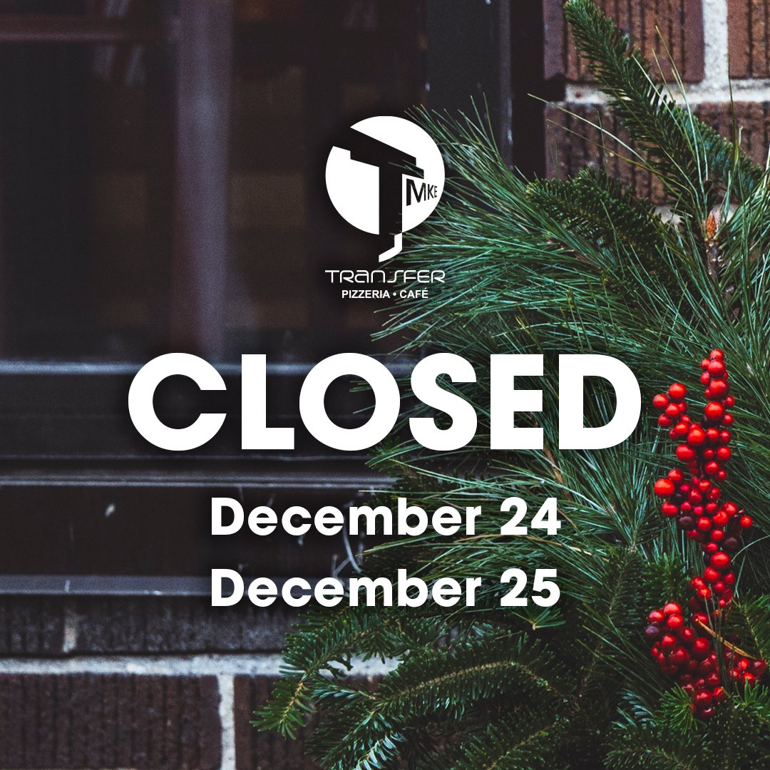 Heads up, folks! We're closing up shop for the holiday. Enjoy your time with family and friends. 😊🎄

See you on the 26th for pizza as usual! 🍕👍