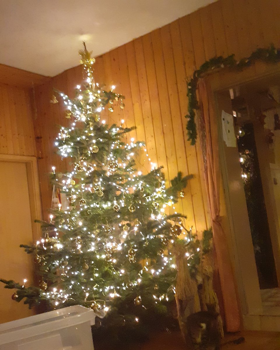 Chelnes2's tweet photo. Der Tannenbaum steht soweit. Klassisch bei uns in Gold. Aaaaaaber noch nicht vollständig. Einige Kugeln kommen noch und nich anderes gezeug. Und natürlich ein schwarzes Schaf hehehe 😈 https://t.co/BMZ2xbgS9T