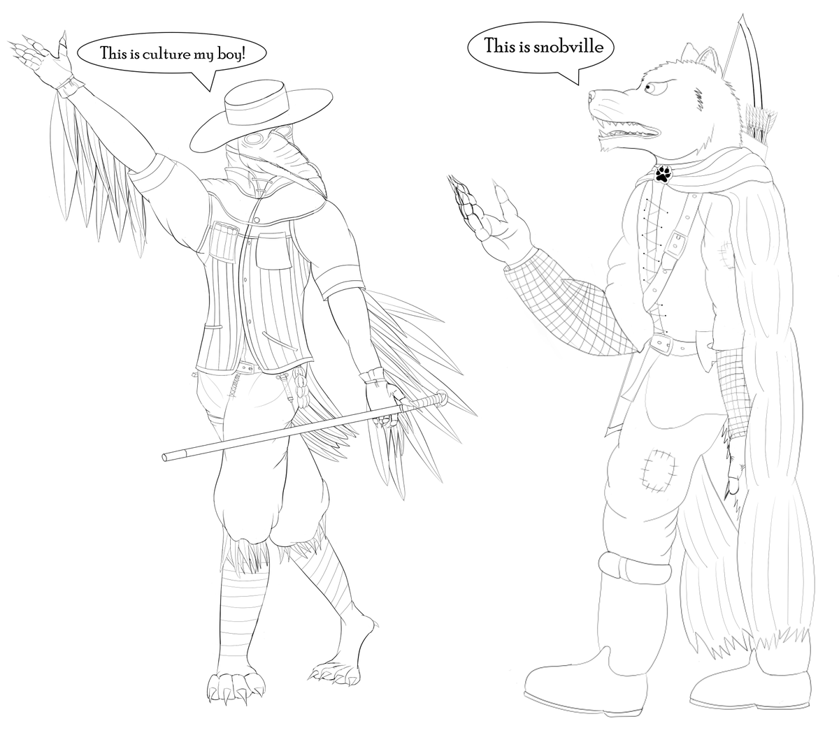 GreatWolf71691's tweet photo. Art trade with @AberrantLynx 
Two thieves with different opinions of Alderheart's upper canopy market

#art #digitalart #anthro #anthroart #crow #corvum #PlagueDoctor #Charlatan #Humblewood #dnd5e #ranger #bandit #Banditdefector #rpg #wolf #Vulpus #blackwolf #vulpin https://t.co/t90h2X0XGz