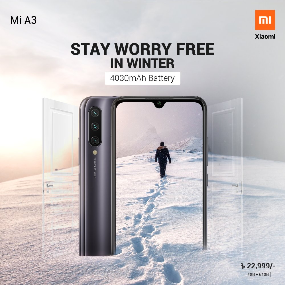 MiBangladesh's tweet photo. Enjoy the goodness of Google Android on #MiA3 with all exclusive features !!! 🤩🤩🤩
Get this #48AndroidOne Mi A3 from the Authorized Mi Stores, Partner channels and retail outlets across the country; https://t.co/UtZKWL6b8r https://t.co/r5Prf5BcjL