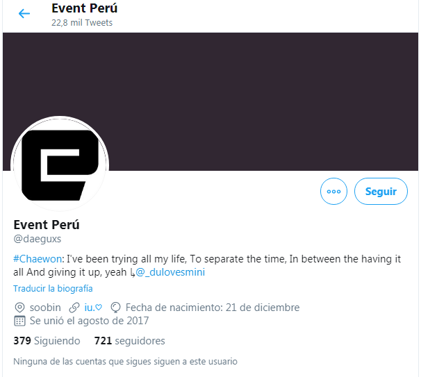 Event_Peru's tweet photo. Cuidado con esta cuenta, no es la oficial. https://t.co/n7EPuKd3x6