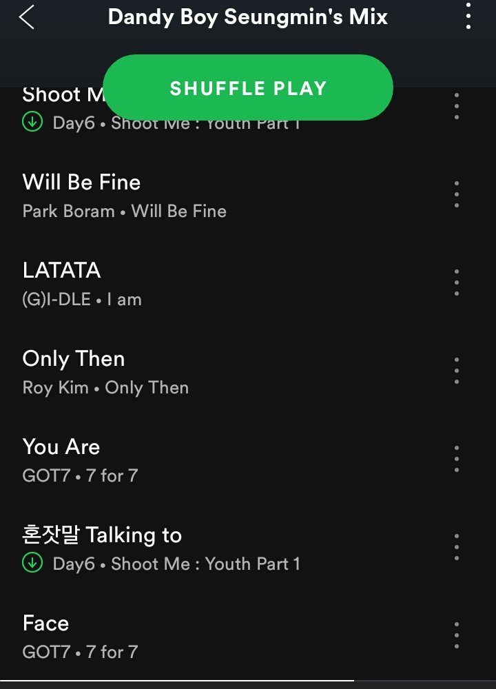SKZ made a Spotify playlist of their then fave song and Seungmin just casually put all songs from the Shoot Me album in there.