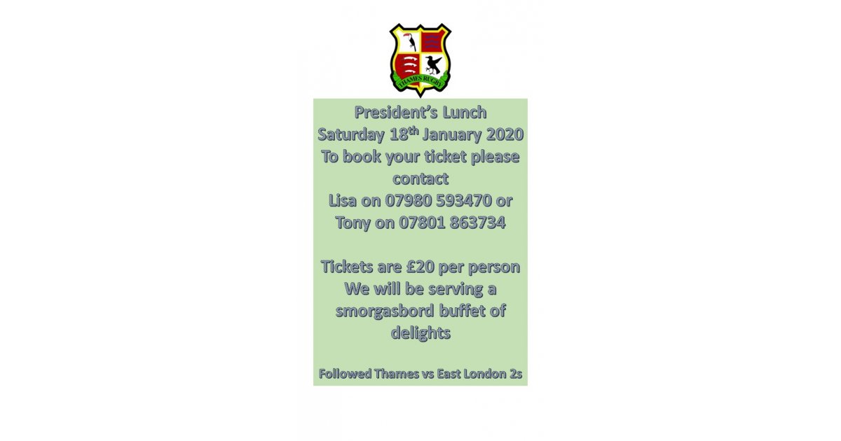 PRESIDENTS LUNCH
pitchero.com/clubs/thamesrf…