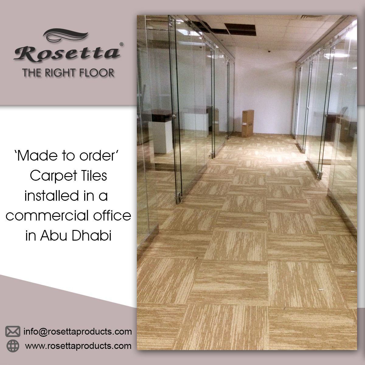 RosettaProducts's tweet photo. We recently installed 'Made to Order' Carpet Tiles in a Commercial Space in Abu Dhabi.

#CarpetTiles #MadeToOrder #CustomizedCarpetTiles #RosettaFlooring #RosettaProducts #FlooringIdeas #CommercialFlooringIdeas https://t.co/lhTVkFZ9UE