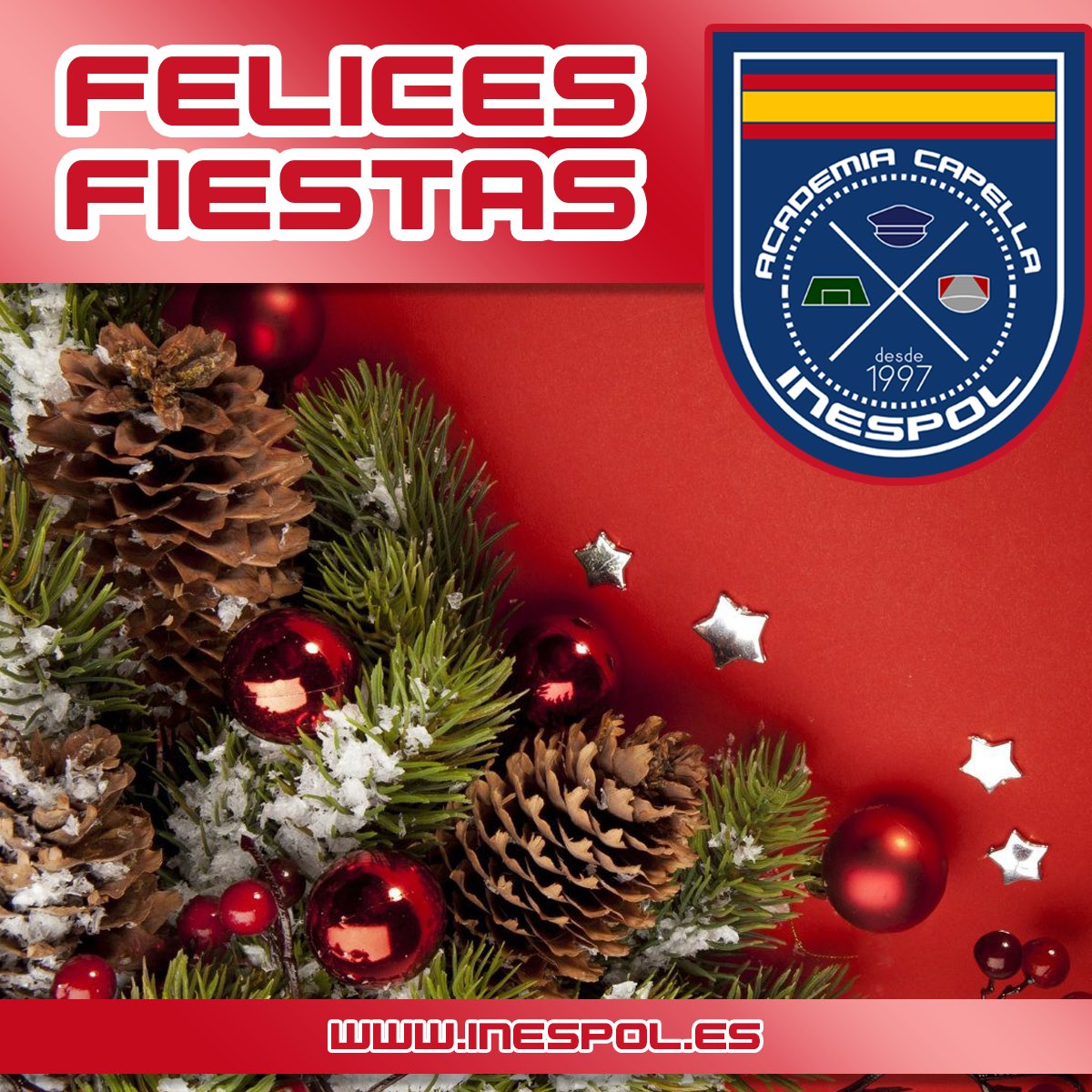 Inespol97's tweet photo. Todo el equipo de INESPOL ACADEMIA CAPELLA te desea Feliz Navidad. Que disfruten de la familia y de los seres querido!
.
.
.
.
#feliznavidad #oposiciones #oposiciones2019 #oposicionpolicianacional #oposicionguardiacivil #policianacional #guardiacivil #oposiciónpoliciacanaria https://t.co/MT69XS9sBS