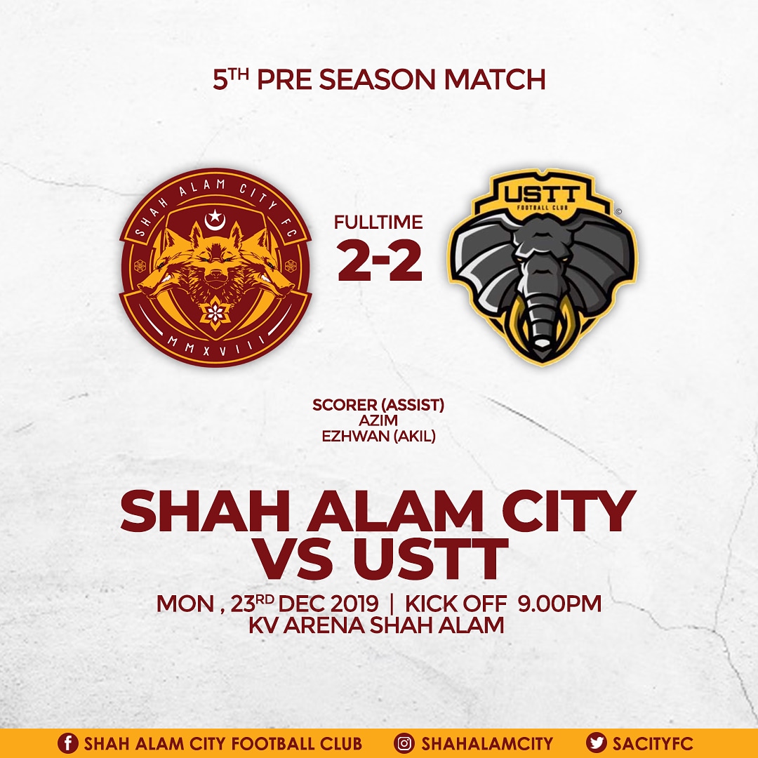 SACityFC's tweet photo. Keputusan yang memuaskan. Maka dengan ini tamat sudah Pra Musim bagi tahun 2019, perlawanan seterusnya pada 31hb Disember 2019 untuk Piala Komuniti Shah Alam.

#shahalamcity
#wolffighters
#fearless
#FightOn https://t.co/J9Klb9vt44