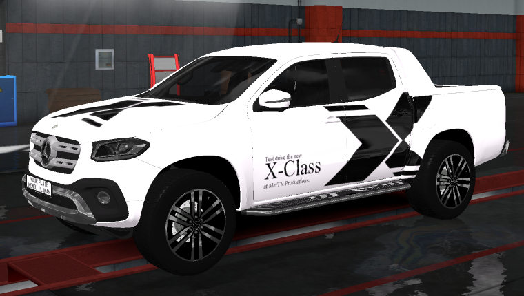 230_ZUYO_KAIKYO's tweet photo. 久々のETS2ですが、メルセデスベンツX-CLASS(MerTR作成)を試しに、TszHoさん(@tszho235)作成の日本ホイールv0.76の19.5インチタイヤとメッキホイールを履かせて、アメリカのデューリートラック風に仕立ててみました。
上:19.5タイヤとホイールを履かせた状態、
下:通常のホイール
#ETS2
#MBXClass https://t.co/DytN5MtKHP