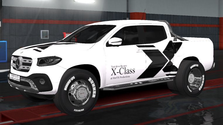 230_ZUYO_KAIKYO's tweet photo. 久々のETS2ですが、メルセデスベンツX-CLASS(MerTR作成)を試しに、TszHoさん(@tszho235)作成の日本ホイールv0.76の19.5インチタイヤとメッキホイールを履かせて、アメリカのデューリートラック風に仕立ててみました。
上:19.5タイヤとホイールを履かせた状態、
下:通常のホイール
#ETS2
#MBXClass https://t.co/DytN5MtKHP