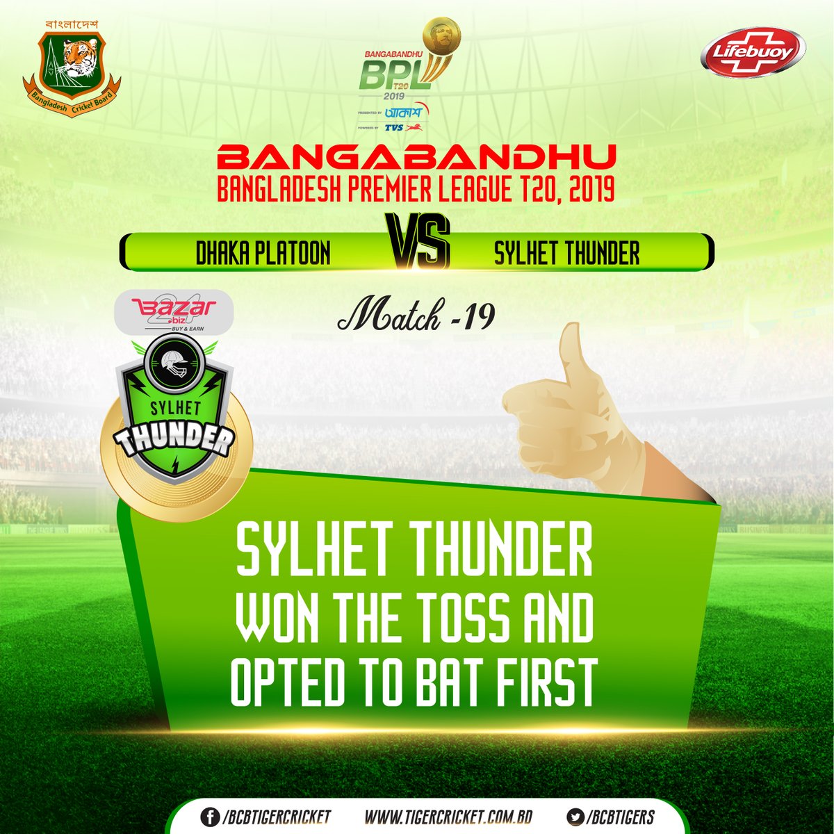 BCBtigers's tweet photo. Sylhet Thunder won the toss and elected to bat first Against Dhaka Platoon
#BBPL #STvDP
#BPLseason7 https://t.co/uaOy9zOcs8