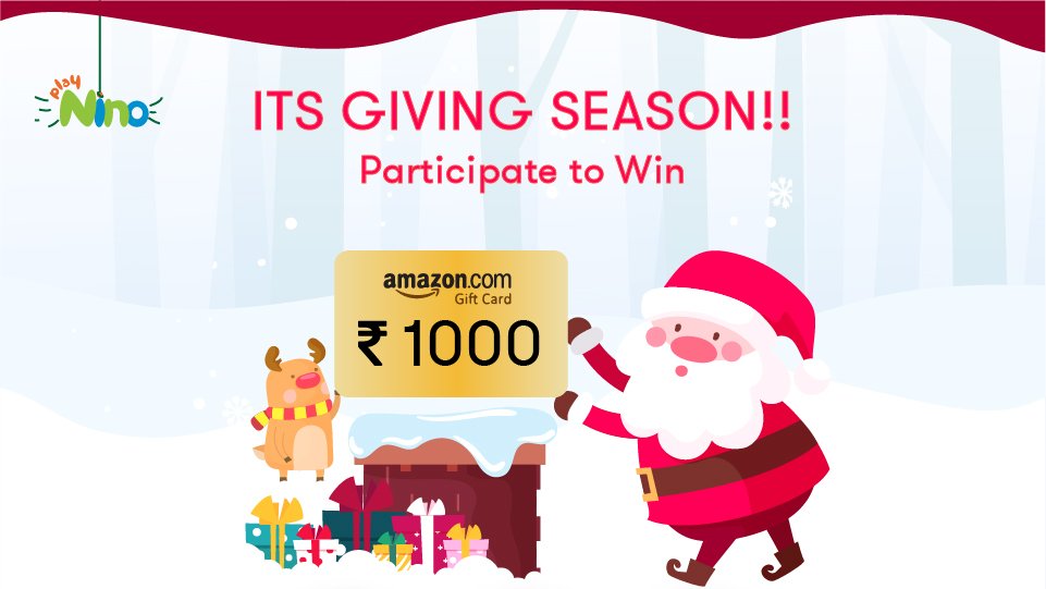 LetsPlayNino's tweet photo. #ContestAlert

Stand a chance to win an Amazon voucher worth Rs.1000.

Step to win:-
1) Follow our Twitter page &amp; Retweet this post.

One Lucky winner will be announced on 29th of Dec.
#Christmas2019 #Giveaways #Amazon #TuesdayMotivation #TuesdayMorning #Christmas2019 #PlayNino https://t.co/N1Zweof9WM