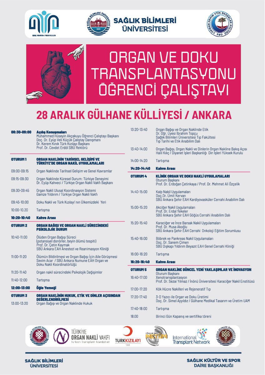 tipsbu's tweet photo. “Organ ve Doku Transplantasyonu” konulu  öğrenci çalıştayı 28–29 Aralık tarihleri arasında Gülhane Kampüsünde... https://t.co/6y9j2x8oYA