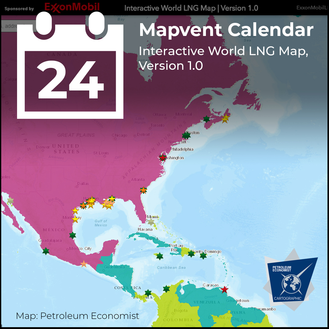 PEMaps1's tweet photo. Day 24 of the PE Maps #MapventCalendar is the Interactive World LNG Map from 2019 with our map partner @XOM_NatGas @exxonmobil Free to access when you sign up to the ExxonMobil Newsletter visit https://t.co/VQFFiqrx0Q #30DayMapChallenge #LNG #Gas #App #Mapping #KnowledgeIsPower https://t.co/qF2EemeR6k