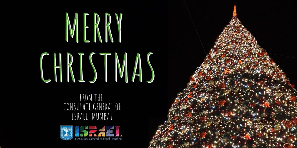 israelinMumbai's tweet photo. To all our friend, We Wish you &amp; Your family #MerryChristmas. 
Check out how beautiful the #Christmas #tree form #Nazareth, #Israel looks. 
#MerryChristmas2019 #holidayseason #ChristmasEve https://t.co/48IKuPT00A