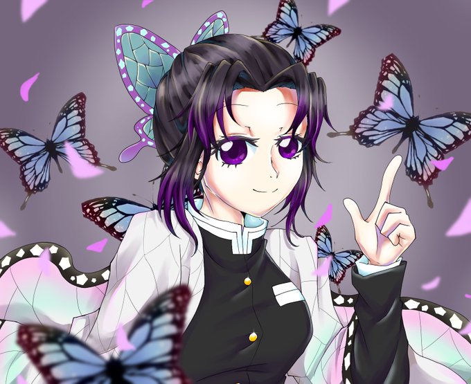 ネズ公さんがTwitterに投稿した胡蝶しのぶ(鬼滅の刃)のイラスト。