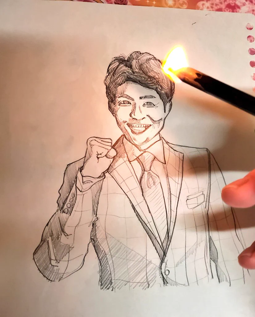 松岡修造を描いた結果？鉛筆が発火したwww
