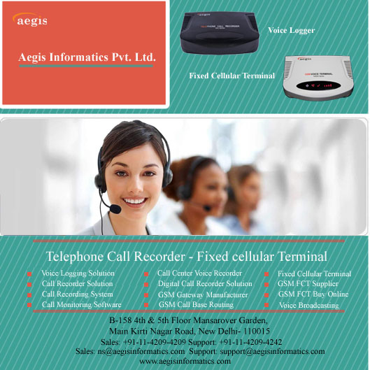 aegisinformatic's tweet image. Founded in New Delhi in 2008 as Aegis Informatics, is known for its A grade quality of voice loggers for analog, digital lines and GSM voice Terminals. 

#Telephonecallrecorder #Voiceloggingsolution #Callrecordersolution #Callmonitoringsoftware #Fixedcellularterminal #Voicemail