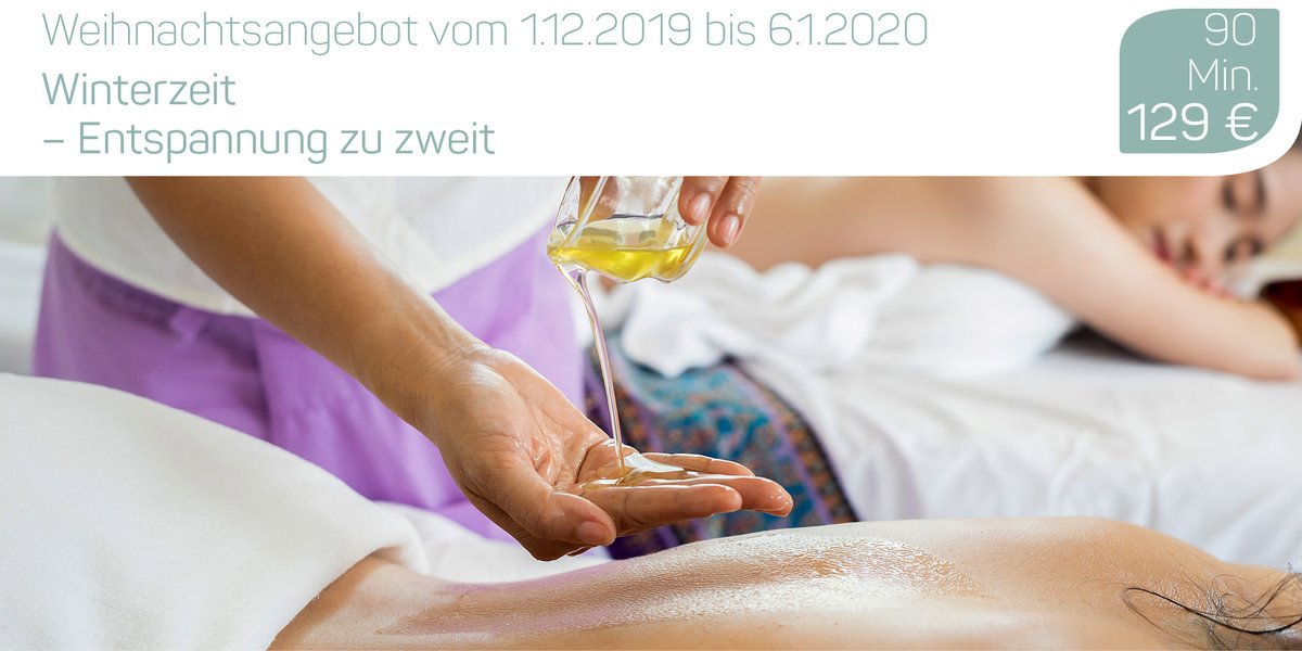 FB_DaySpa's tweet photo. WELLNESS Weihnachtsangebot, 1.12.19 bis 6.1.20, 90 Min., 129 EUR, 2 Per.
Winterzeit – Entspannung zu zweit
Weitere Angebote: https://t.co/S9jVScATht
#fußbad #sauna #massage #paar #weihnachten #silvester #geschenk #gutschein #angebot #wellness #dayspa #spa #faceandbody #münchen https://t.co/SV7ffX3piE