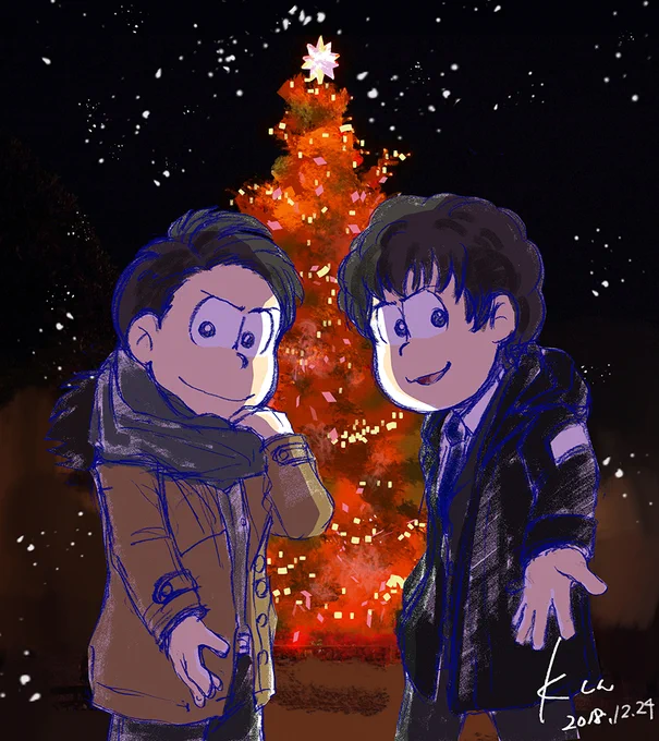 間に合う気がしないので、ちなみに去年のクリスマスの絵はこちらw 