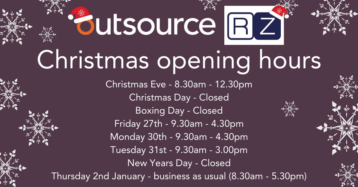 RZGroup's tweet photo. Our fantastic Contractor Care and Accounts teams will be in over Christmas so if you do have any queries, want to tell us a Christmas joke or just want a catch up, we're here for you! Call us on 01793 430021 or email ContractorCare@outsource-uk.co.uk / Accounts@outsource-uk.co.uk https://t.co/cHAi7v0S4P