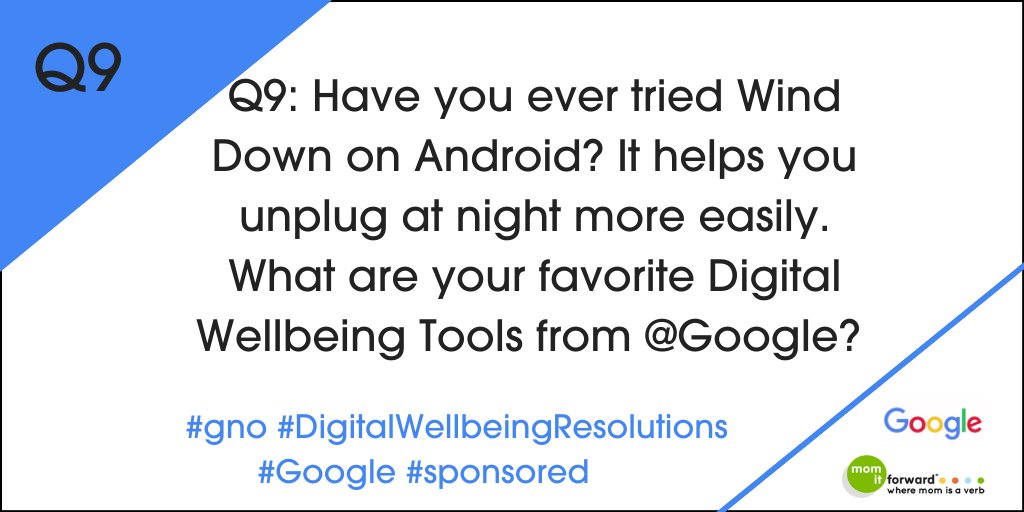 MomItForward's tweet image. Q9: HAVE YOU EVER TRIED WIND DOWN ON ANDROID? IT HELPS YOU UNPLUG AT NIGHT MORE EASILY. WHAT ARE YOUR FAVORITE DIGITAL WELLBEING TOOLS FROM @GOOGLE? #gno #DigitalWellbeingResolutions #Sponsored PLS RT