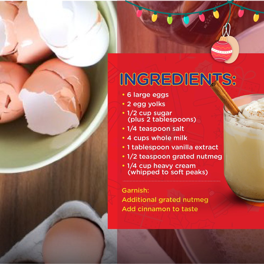 AlJaziraPoultry's tweet photo. Bring on the Christmas spirit, and then drink it! Learn how to make eggnog. #GoldenEggs https://t.co/1B8NibSAYY