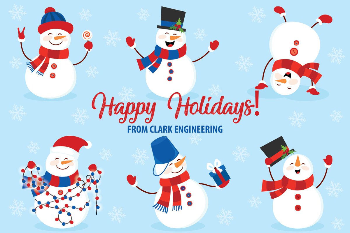 ClarkEngCorp's tweet photo. Wishing you a wonderful and joyous Holiday! Clark Engineering will be closed tomorrow, December 25, and Wednesday, January 1, 2020. https://t.co/iO0jWCte2o