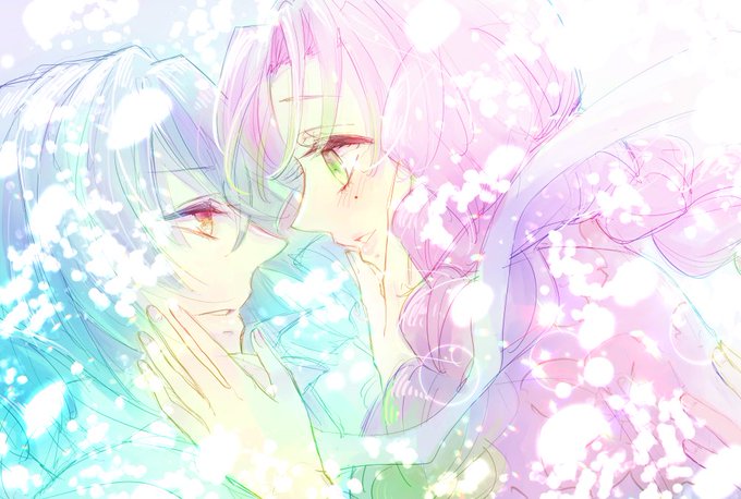 さきさんがTwitterに投稿した甘露寺蜜璃(鬼滅の刃)のイラスト。