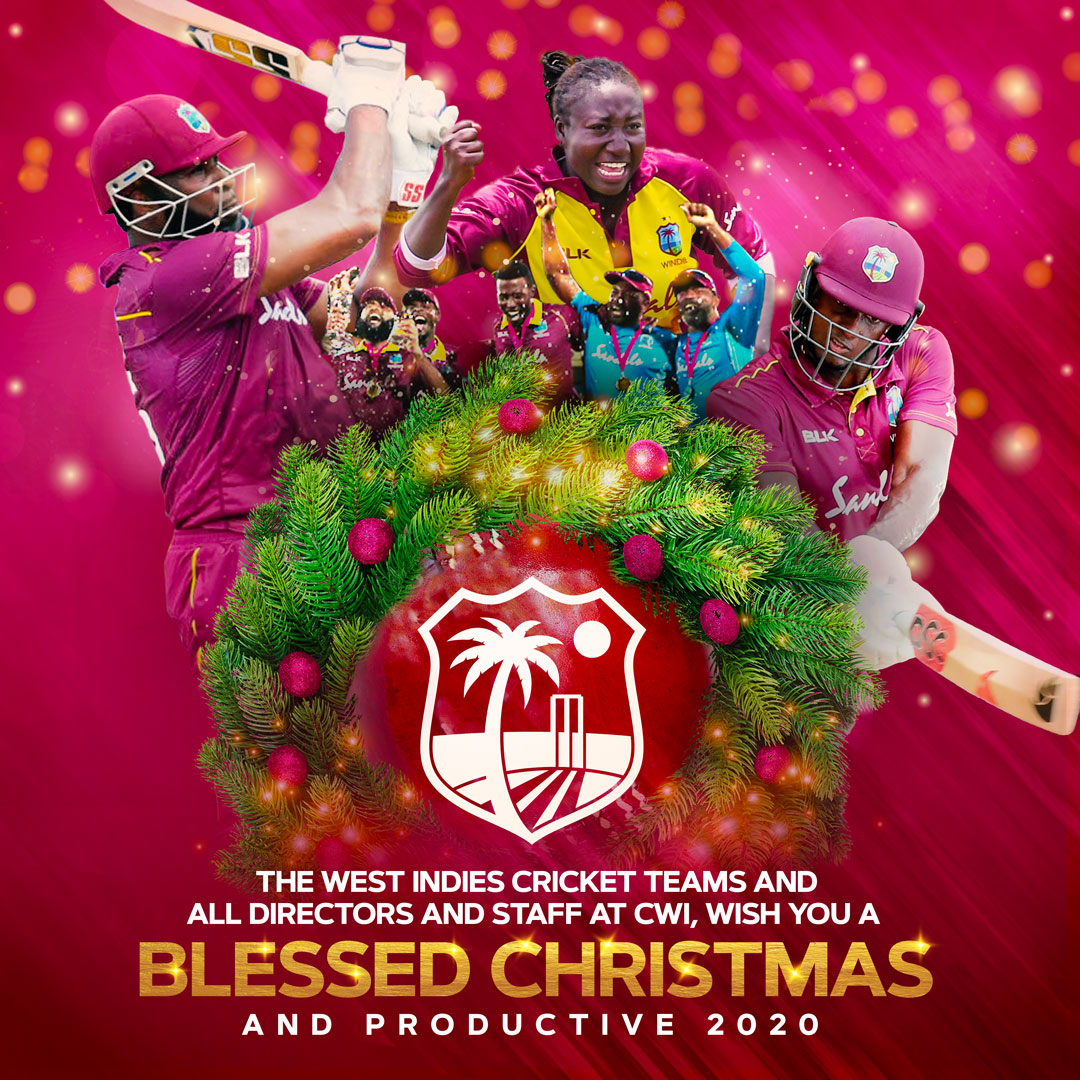 windiescricket's tweet photo. From all of us, to all of you Maroon Fans out there!❤️ Happy Holidays!🎄 #WIUnder19 #WIWomen #MenInMaroon #ItsOurGame https://t.co/Z9jfggedEb