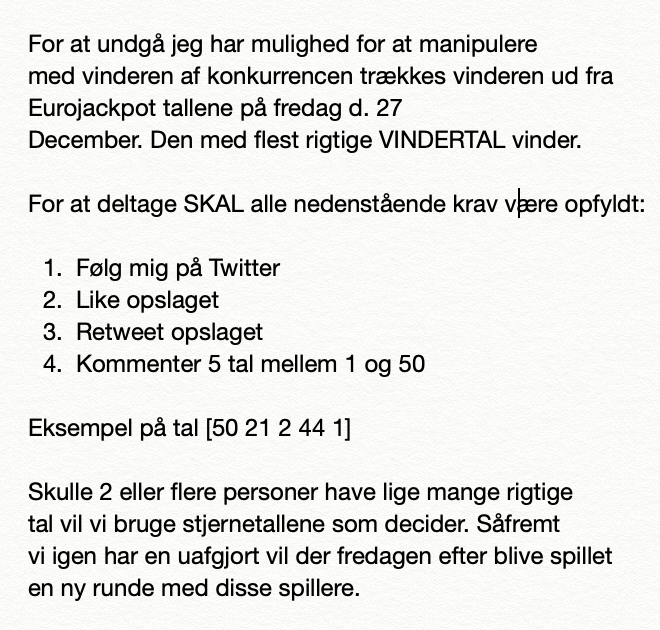 Markushk22's tweet image. 🎁2.000 Kroners giveaway!🎁

For at fejre et rigtigt flot betting år har jeg valgt at lave et julegiveaway.

Præmien består af følgende:

1.500 kroner på Mobilepay
500 kroner til valgfri velgørenhed

Læs hvordan du deltager nedenfor

Glædelig Jul🎄