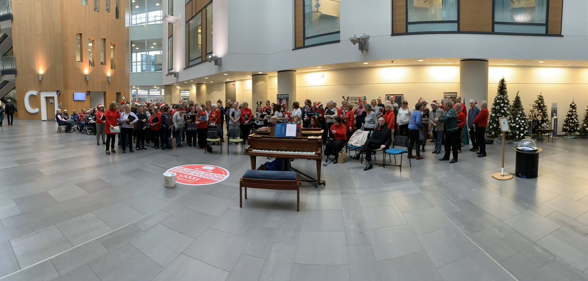 About to begin the now annual Christmas Choir at Southmead Hospital, singing for the Buskathon.  This is my last gig of the year so huge thanks to everyone and Merry Christmas.  See you in 2020!!