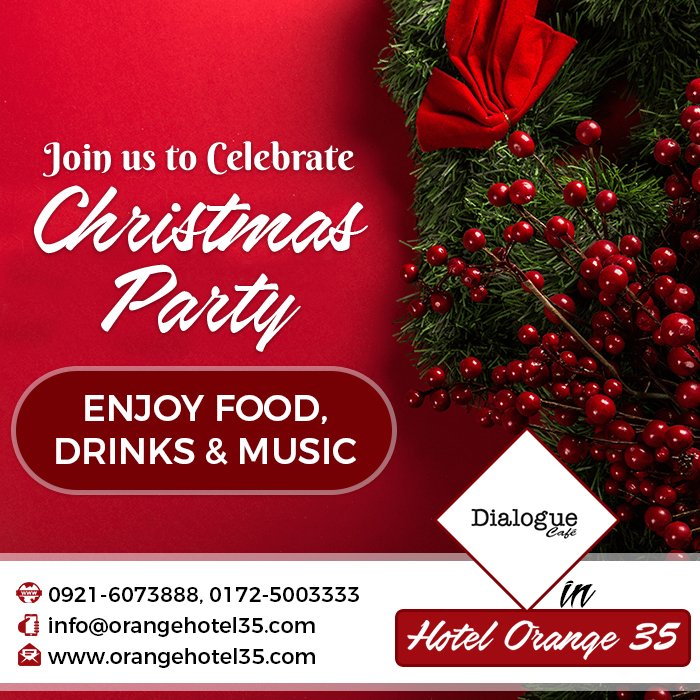 orangehotel35's tweet photo. Join us at Hotel Orange 35 to celebrate your Christmas Party or stay with us over the festive period and enjoy our renowned hospitality. 

 💥Book Now, Call : 0172 5003333, +91 9216073888💥

👉Visit: https://t.co/ExmqsWcu4i

#christmas #christmasparty2019 #newyear #newyearparty https://t.co/3SSL5f9tRw