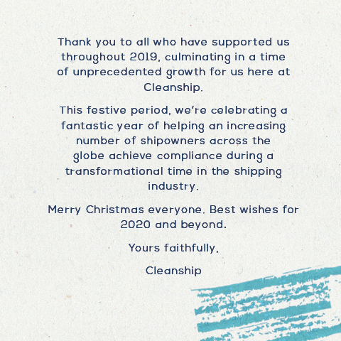 clean_ship's tweet photo. Wishing you a very #MerryChristmas from the team here at Cleanship. Best wishes for 2020 and beyond. #imo2020 #shipping #environmental https://t.co/ACrzqsc7cl