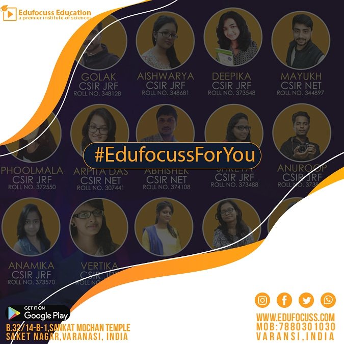 edufocuss_jrf's tweet image. Collect all the information you need to join Edufocuss, use #EdufocussForYou on social media accounts ( Twitter, Facebook etc) #EdufocussForYou #Csirnetjrf #lifesciences #Chemistry #bhumsc #Newbatch