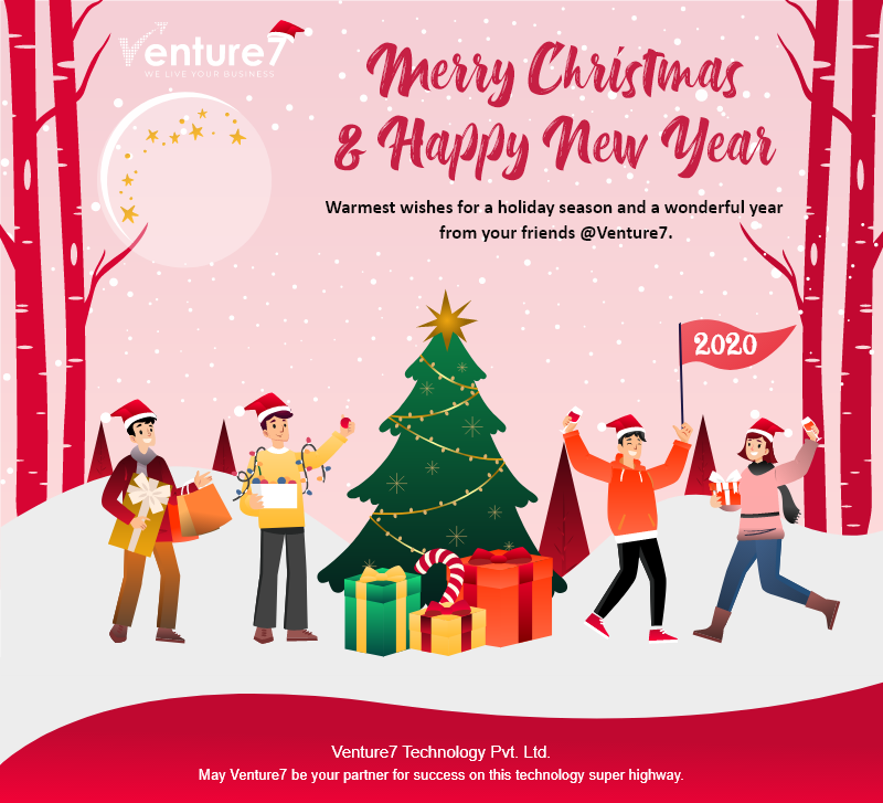 Venture7T's tweet photo. The team @ #Venture7 Technology Private Limited wishes you a fun-filled holiday season and a happy New Year! Thank you all for giving our company full support in 2019. May Venture7 be your partner to success on this technology super highway.  Best wishes for the great future! https://t.co/Lq1DP7TsqA
