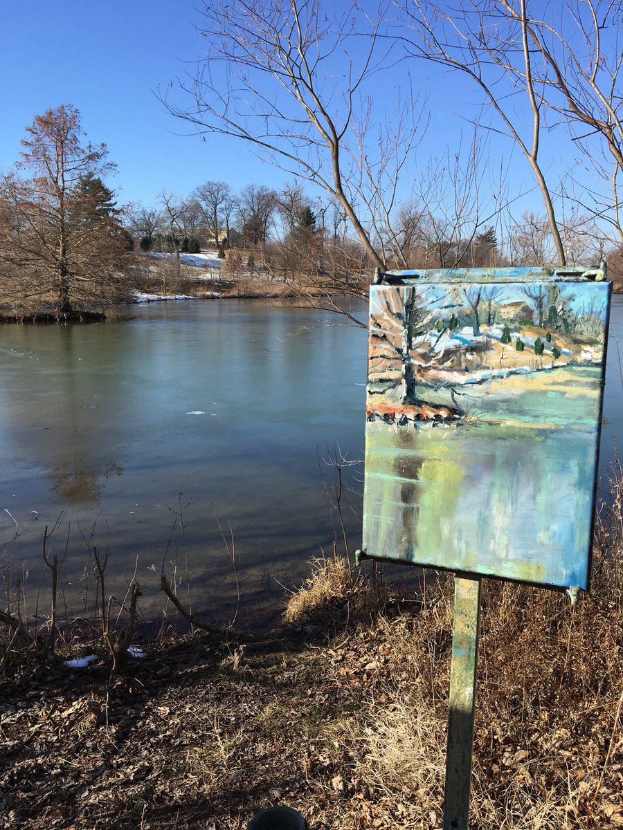 On a Winter’s Day, 14”h x 11”w, oil on canvas. #pleinairsketch #pleinairpainter #forestparkstl #mopapa #stlouis #stlouisartist #stlouisartmuseum #oilpainting #blackcanvas #pleinair #pleinairpainting