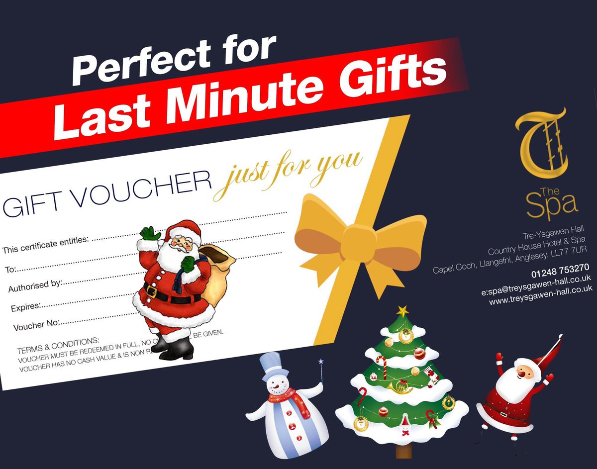 We are still open for last minute vouchers #spa #vouchers #hotel #anglesey 
🎄🎅☃️⛄️🎅🎄