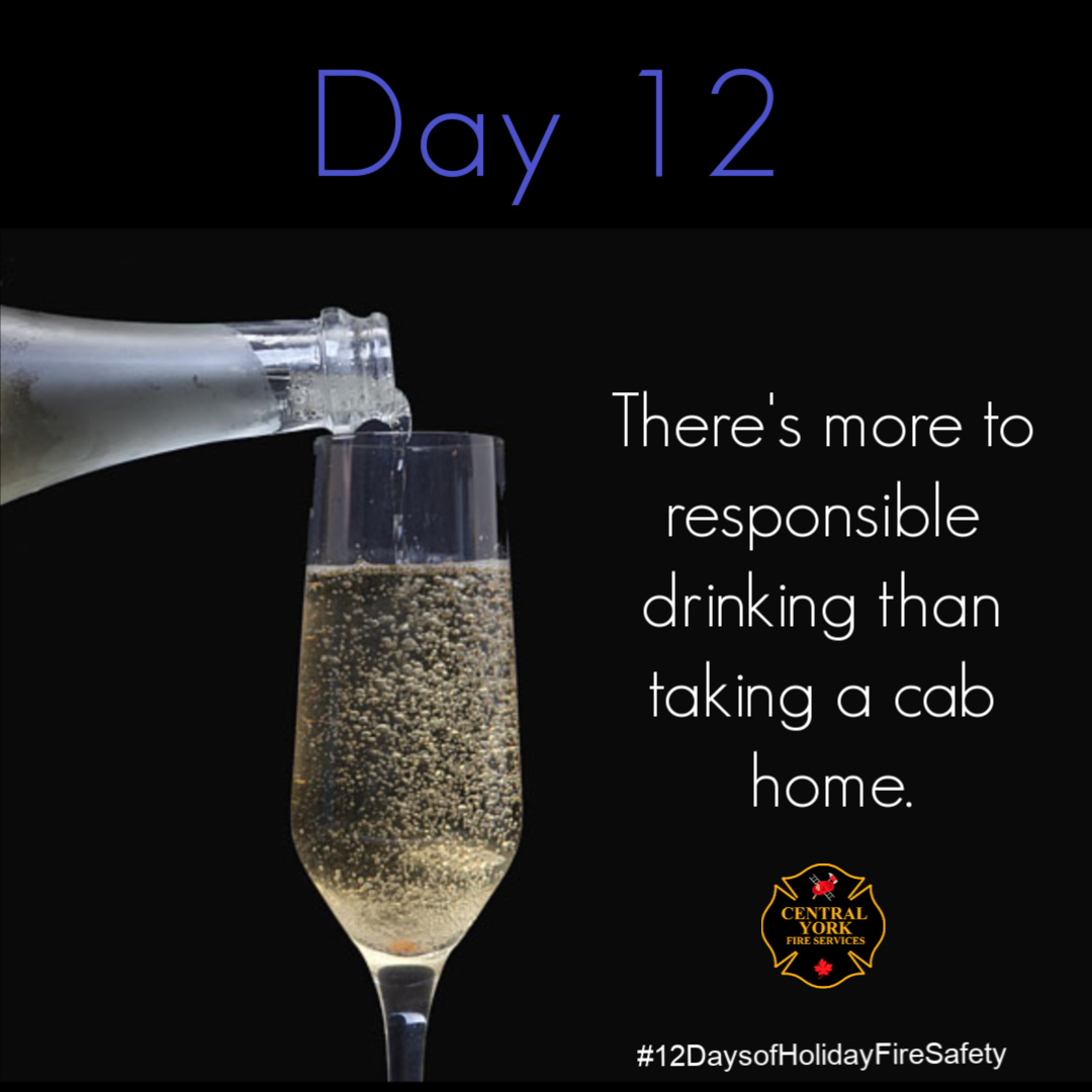 CentralYorkFire's tweet photo. DAY #12 of the #12DaysofHolidaySafety
🥂BE RESPONSIBLE🥂
With all the festive cheer this time of year, keep a close eye on anyone attempting to cook or smoke while under the influence of alcohol. Alcohol is often a common factor in many fatal fires.
#CookSober #FireEducatorsYork https://t.co/XvTU5kf6sA