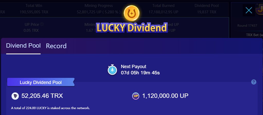 👏🏻A fortune will bring more #Christmas gifts!
🔥The dividend of LUCKY dividend pool of TRON UP keeps rising
⏰The first bunch of dividend will be sent away after 7 days
🤑Only 224 LUCKYs have been mined so far
 Win Now:tronup.io