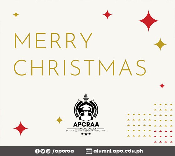 apcraa's tweet photo. The Asia Pacific College Rams Alumni Association would like to wish everyone a very Merry Christmas! https://t.co/LC0jtuTHBX