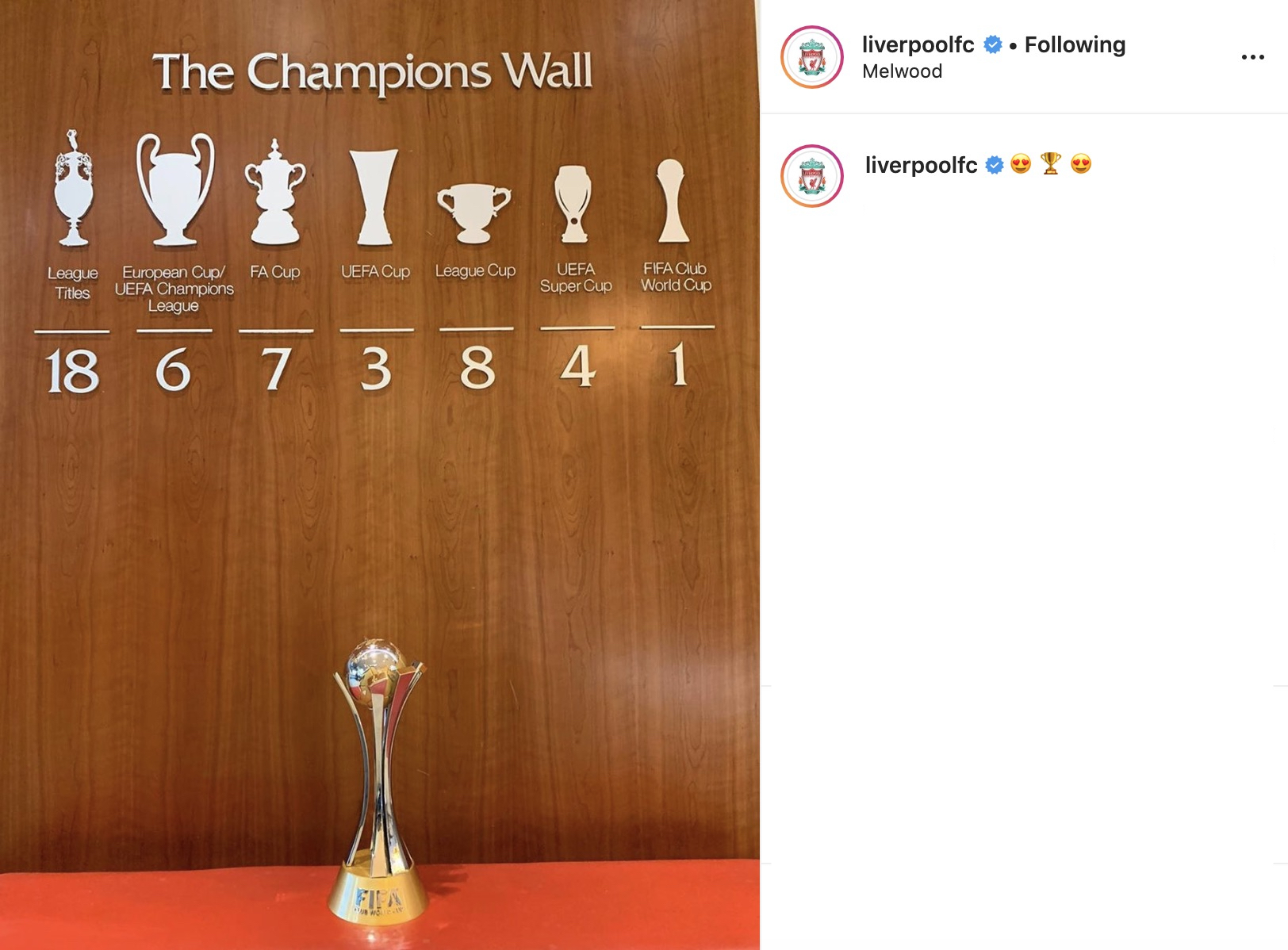 This Is on Twitter: "😍🏆 Liverpool's Wall has had another upgrade... (📷: @LFC Instagram) / X