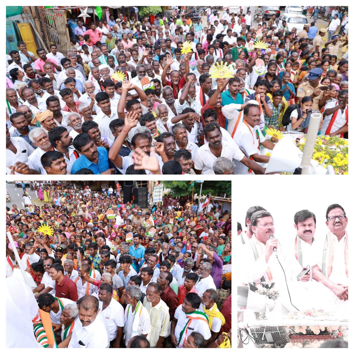 Amirthraj_S's tweet photo. Massive local body election campaign #Tuticorin south addressed by honourable Sri @MukulWasnik Ji and  @KS_Alagiri Ji and AICC incharge @SanjaySDutt Ji and Working president @MayuraSJ I thank every that made this a grand success! @manickamtagore @srinivasiyc @RahulGandhi https://t.co/JOACa8b08z