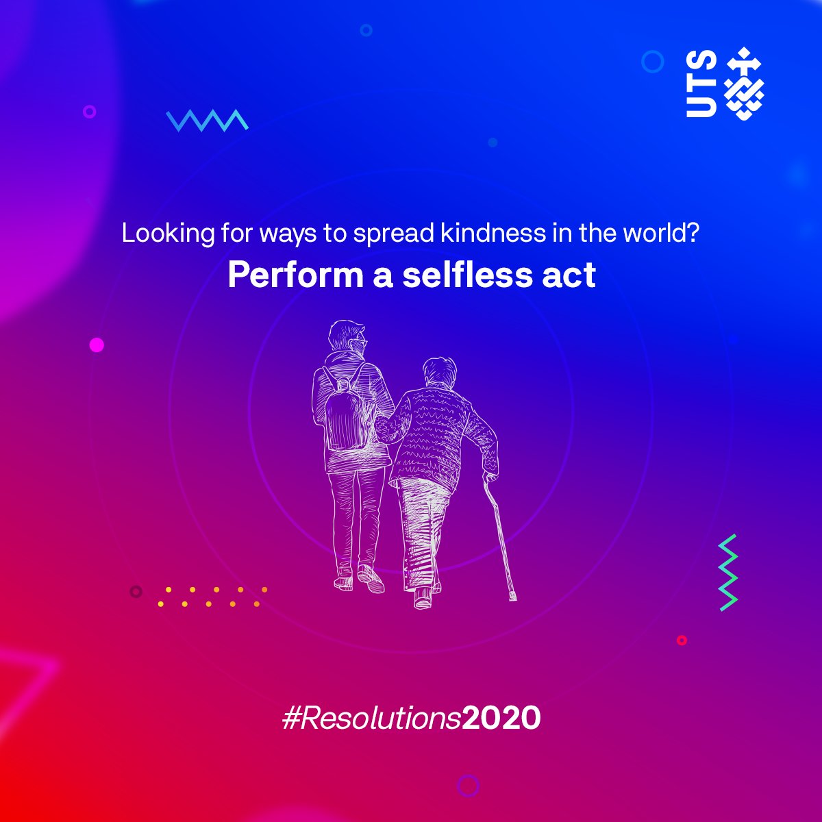 Even a small act of kindness can make a huge difference in the lives of others. This New Year, make a resolution to help others. This will not only do good to them but will also enhance your own emotional well-being. 
#Resolutions2020 #UTS #UTSInsearch #Resolutions #NewYear