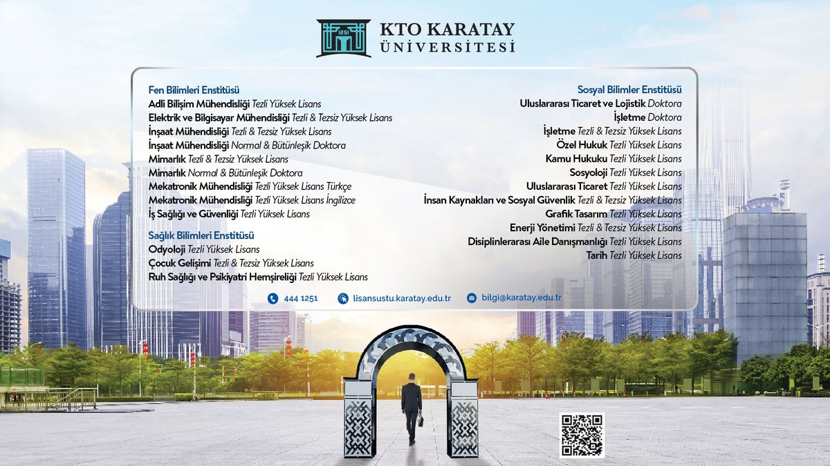 Tezli ve Tezsiz Yüksek Lisans ile Doktora Programlarına başvurular başladı. Kariyerinde yüksekleri hedefleyenler için lisansüstü programların doğru adresi KTO Karatay Üniversitesi!

Son Başvuru Tarihi: 29 Ocak 2020

👇👇👇

lisansustu.karatay.edu.tr