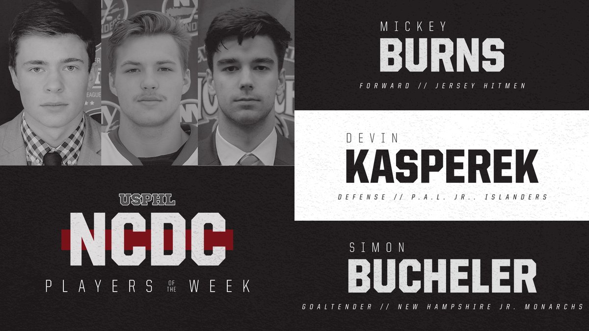 One last big weekend for 2019 (and the 2010s, the decade of the USPHL's birth) saw some outstanding individual efforts in the #NCDC. Congratulations to our #PlayersOfTheWeek from the <a href="/NJHitmen/">Jersey Hitmen Hockey</a>, <a href="/JrislandersNcdc/">Jrislanders_ncdc</a> and <a href="/NHJRMONARCHS/">N.H. Jr. Monarchs</a>. 

Happy Holidays!

bit.ly/NCDCPOTW122419