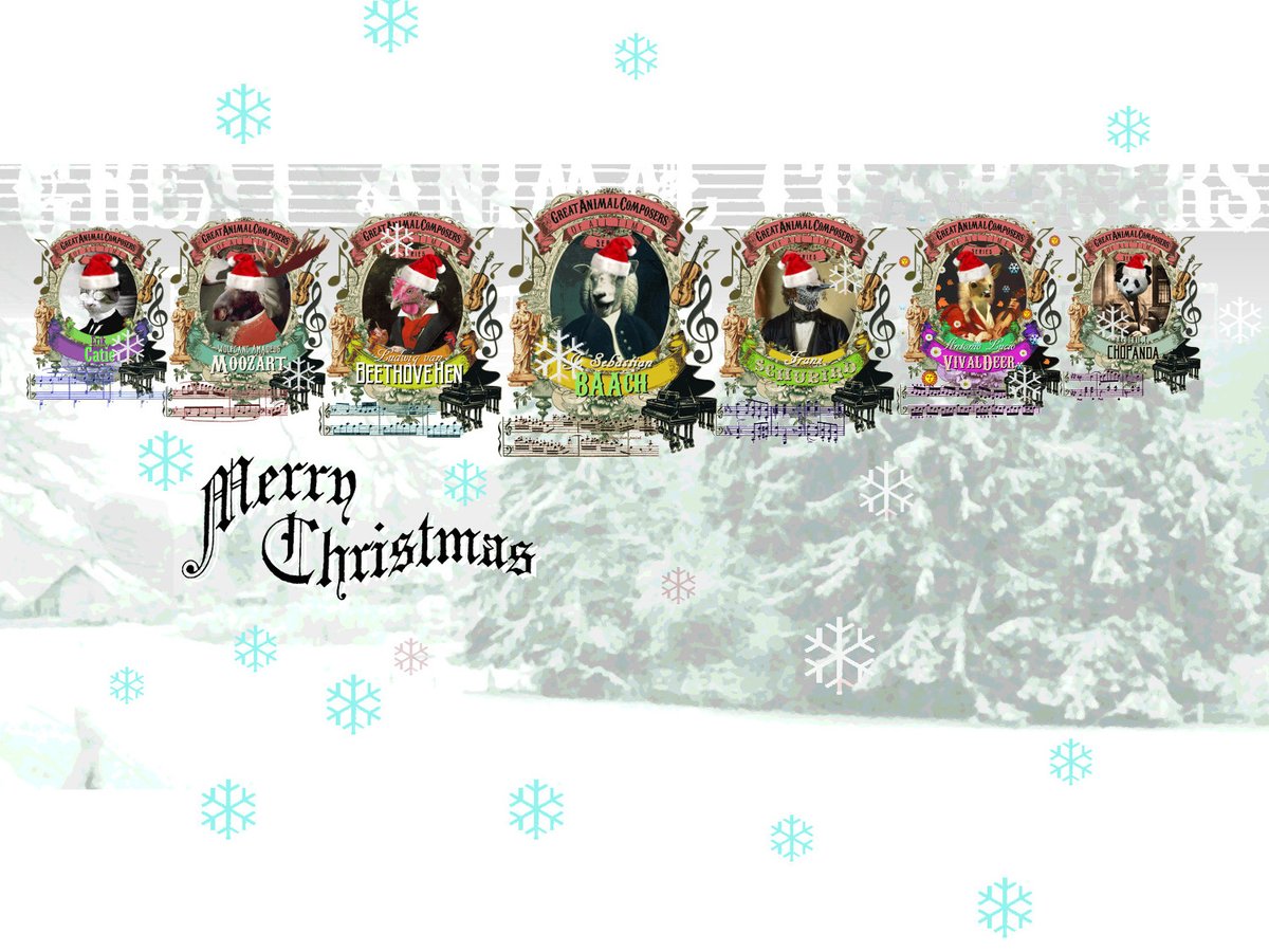 AnimalComposers's tweet photo. Wishing You a #MerryChristmas โ๏ธ๐ผ๐น๐ถ๐ต #GreatAnimalComposers #Moozart #Chopanda #Schubird #Beethovehen #Baach #ErikCatie #Vivaldeer #holidayseason #holidays #Christmas2019 โ๏ธ๐ผ๐น๐ถ๐ต https://t.co/cyJ7PCrMZ0
