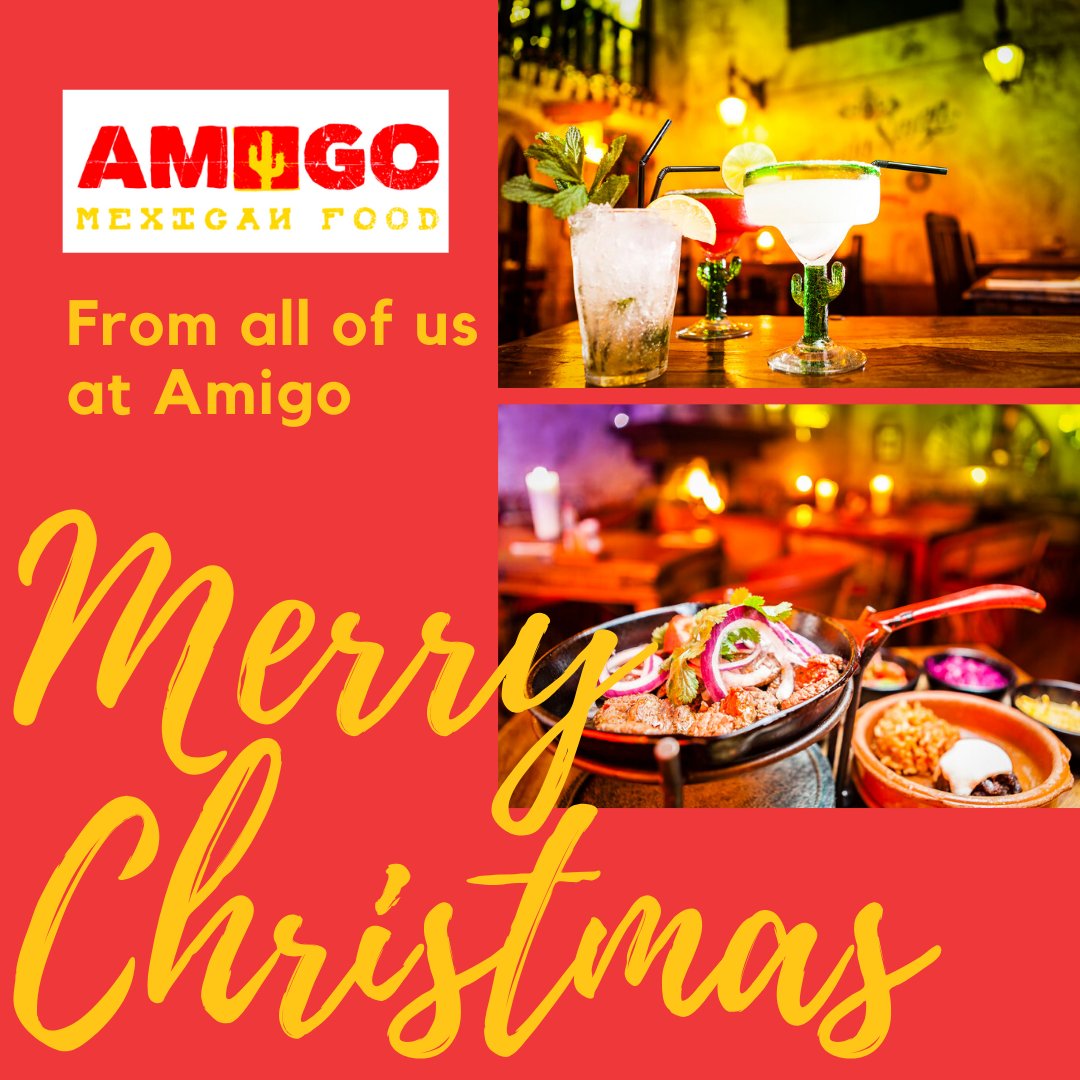 AmigoArnhem's tweet photo. 🌟From all of us at #Amigo #Arnhem A merry X-mass! 🌟 
Wij zijn op kerstavond en 1e kerstdag gesloten! Op 2e kerstdag verwelkomen wij je weer met onze Mexicaanse gerechten! Felice Navidad! 
#mexicanrestaurant #mexicanfood #tacos #mexican #foodie #fajitas #guacamole #margaritas https://t.co/TzA5jY8FMf